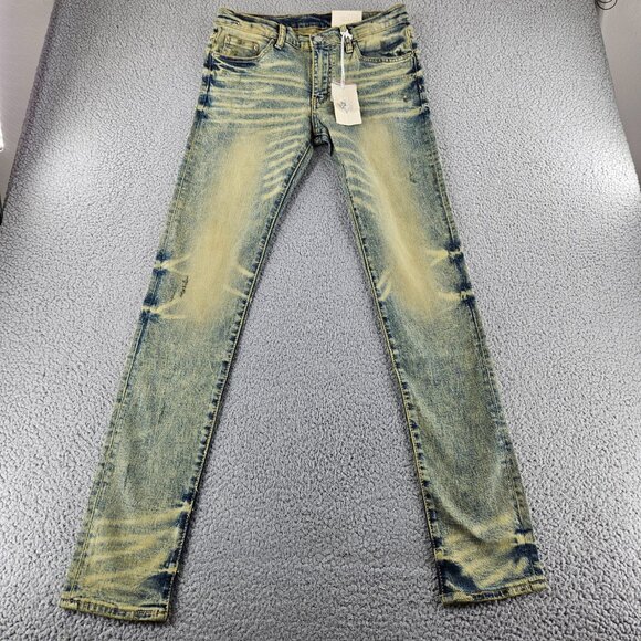 mnml Jeans Mens 31 Blue X146 Stretch Distressed Skinny Fit Denim - Picture 1 of 16